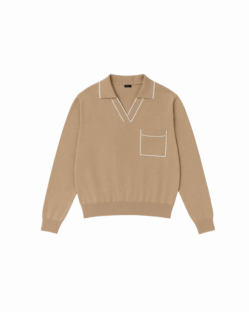 SANDLINE | Brown Contrast Knit Sweater