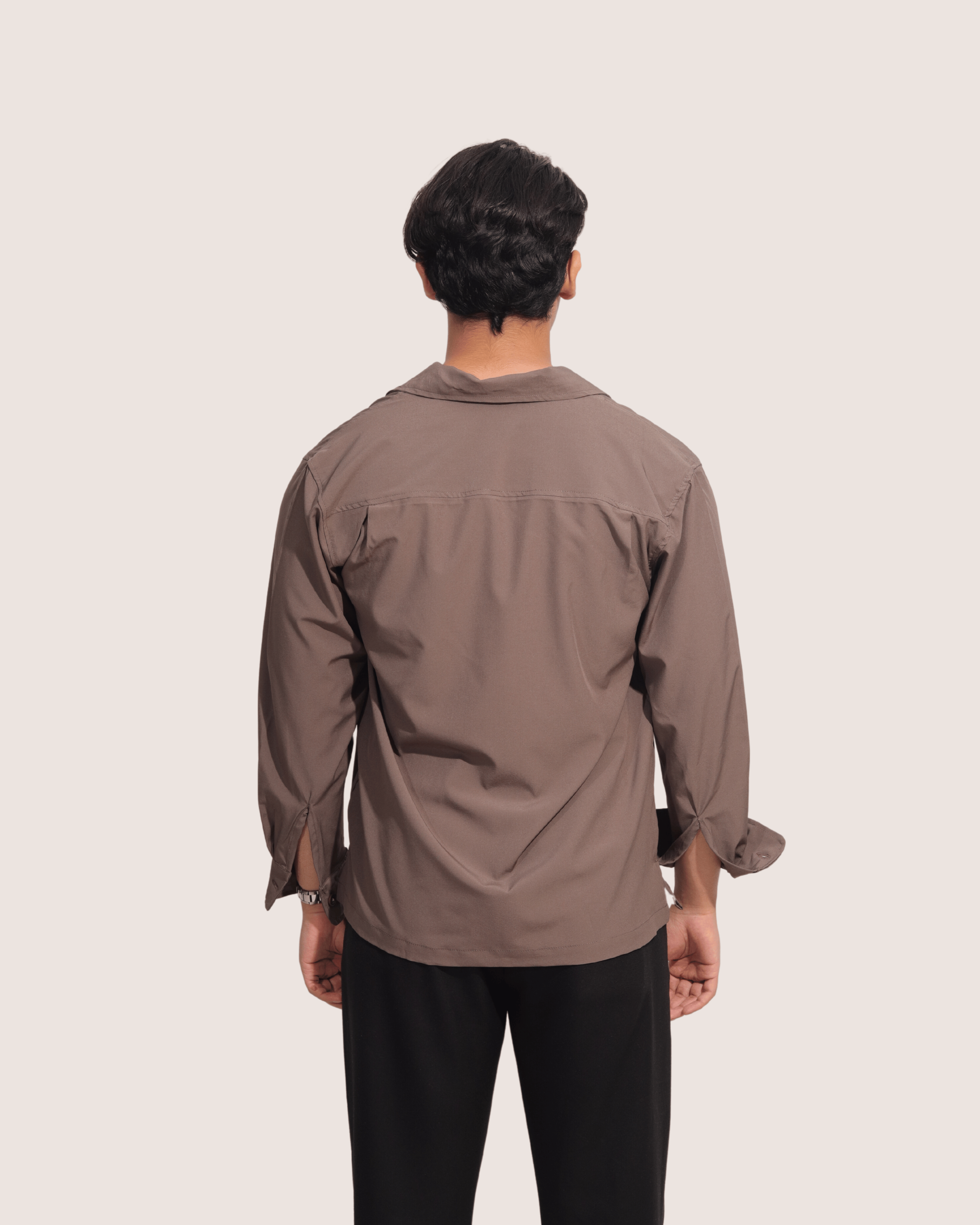 Raith | Embroidered Cuban Collar Brown Shirt