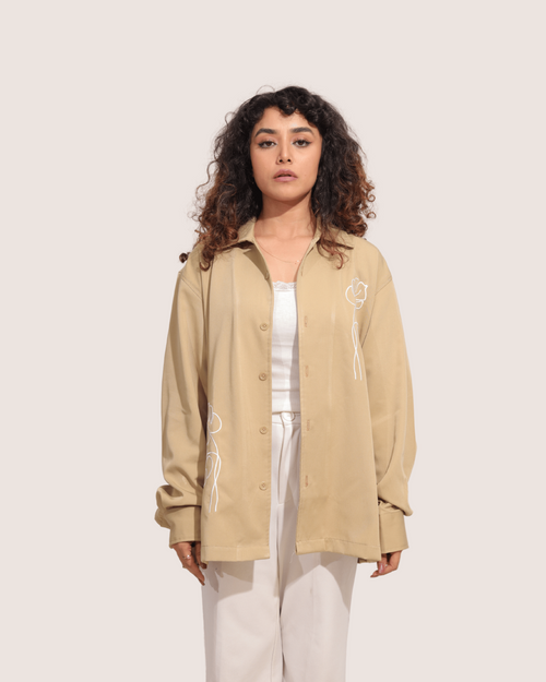 Silt | Embroidered Cuban Collar Sunflower Shirt