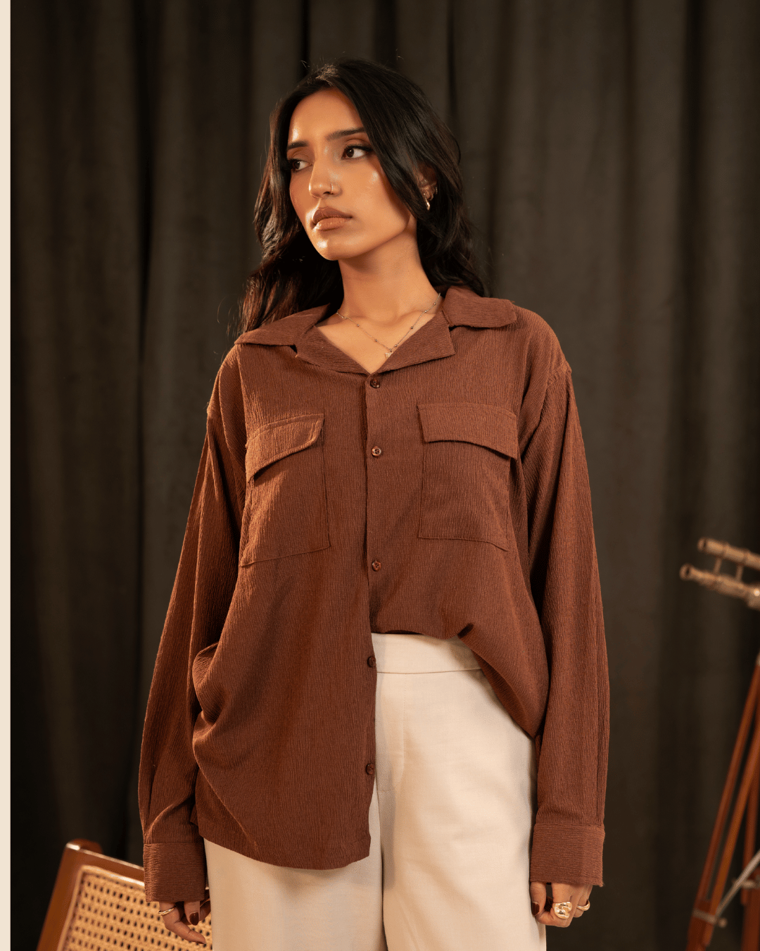 Heath | Umber Textured Full-Sleeve Shirt
