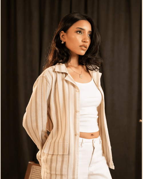 Rowan | Sandstone Stripe Full-Sleeve Shirt
