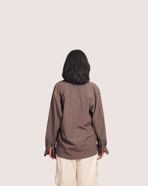 Raith | Embroidered Cuban Collar Brown Shirt