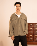 Merrin | Olive Textured Weave Full-Sleeve Shirt