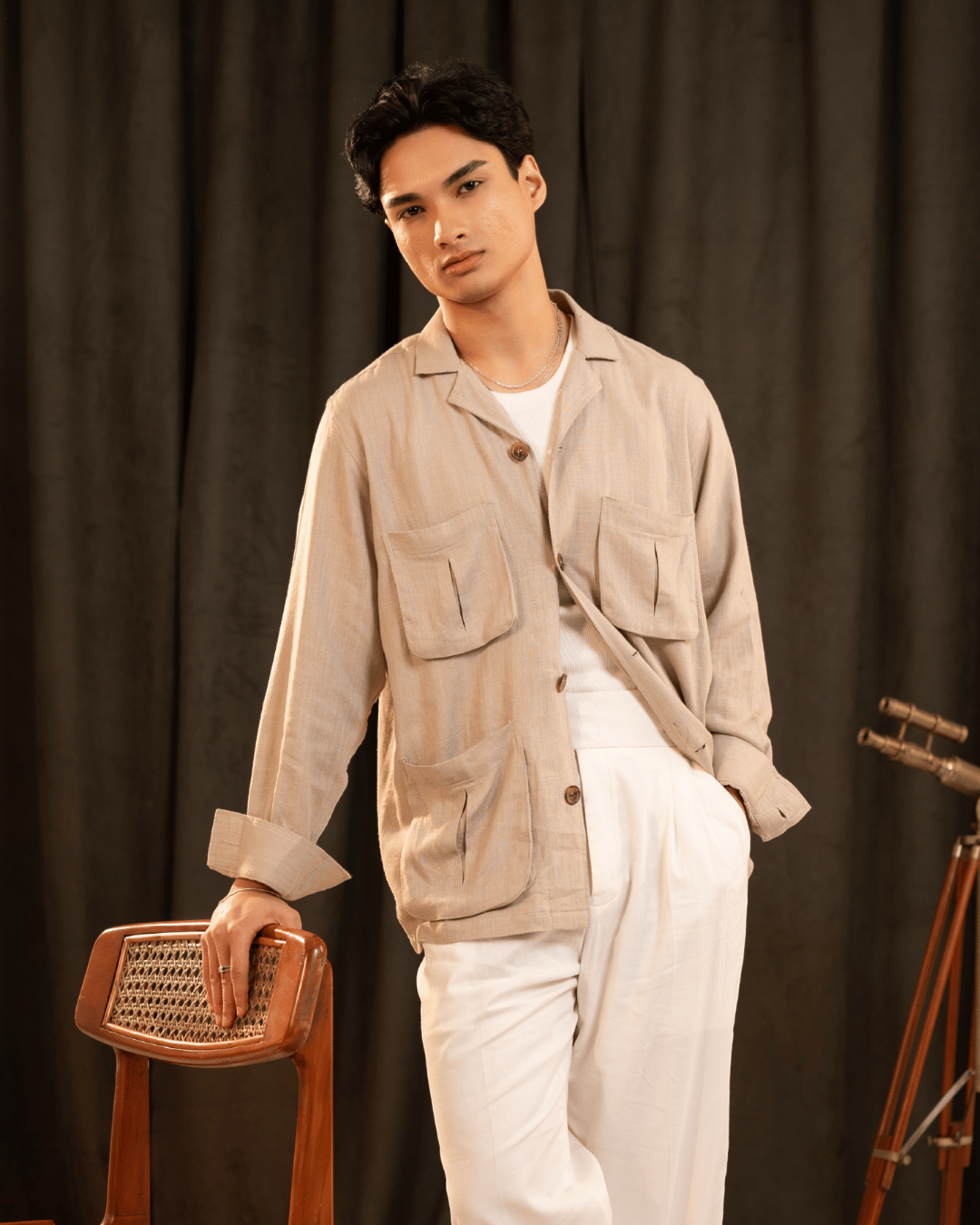 Harlan | Stone Utility Full-Sleeve Shirt