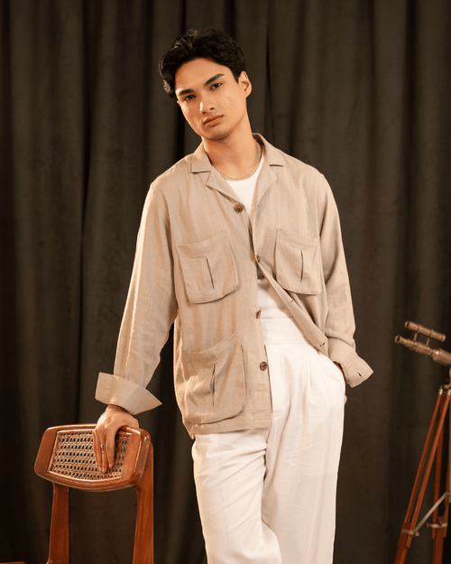 Harlan | Stone Utility Full-Sleeve Shirt