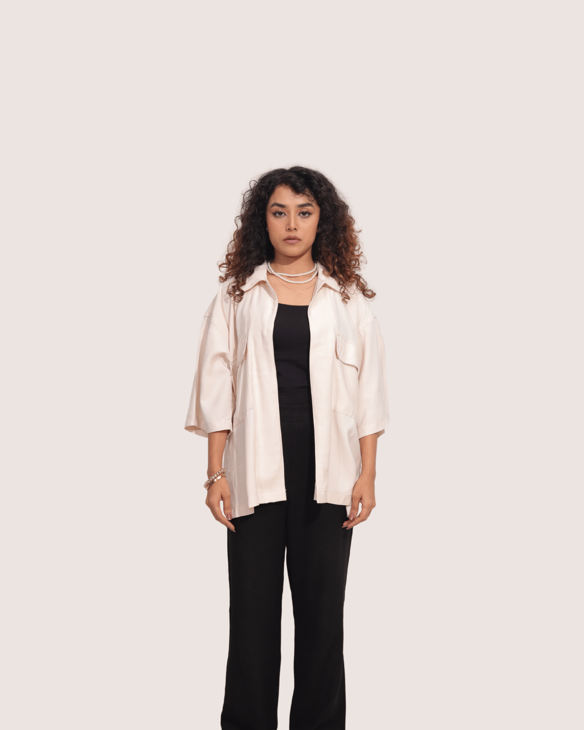 Selar | White Solid Half Shirts