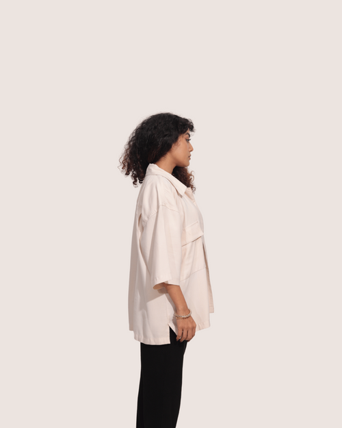 Selar | White Solid Half Shirts