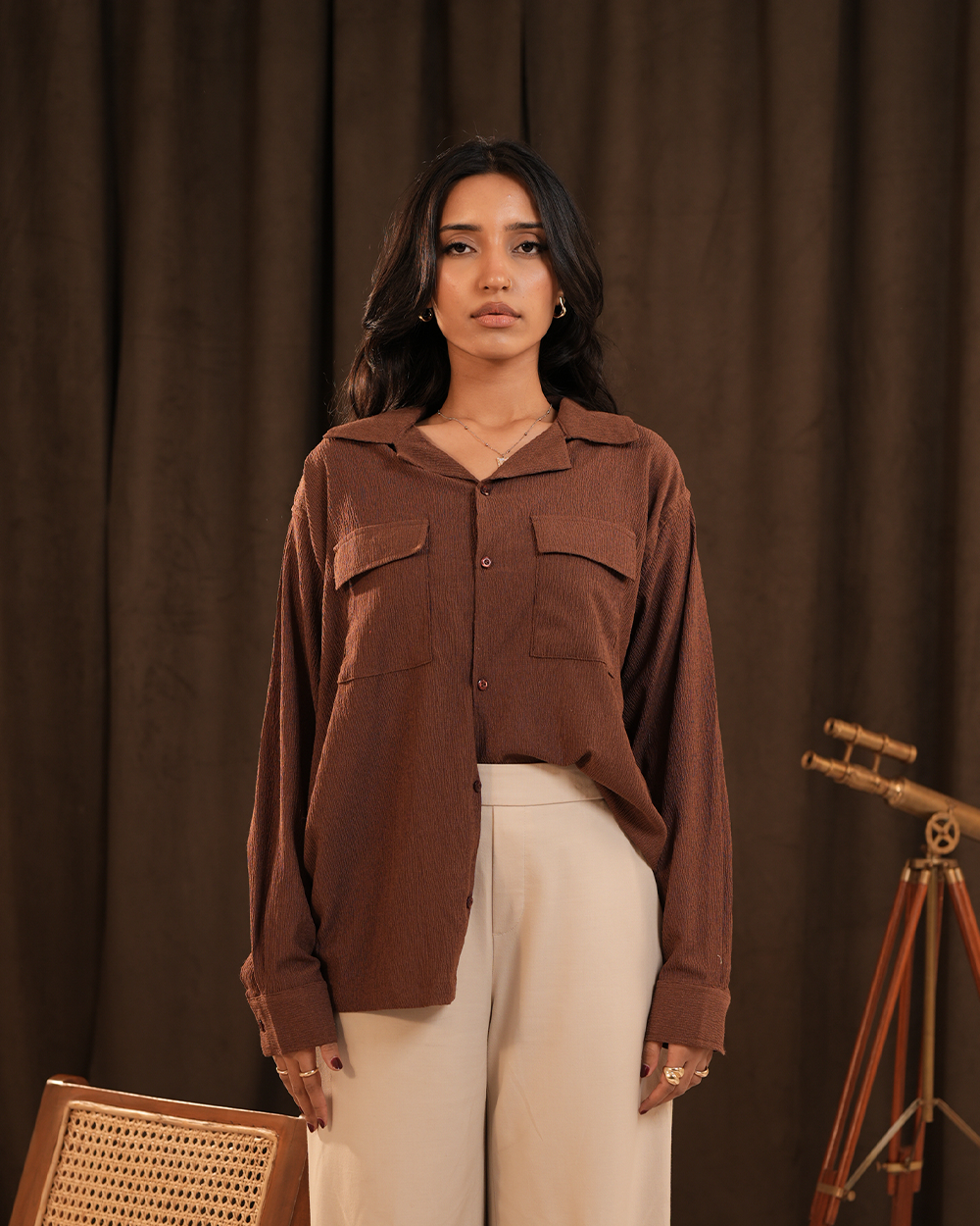 Heath | Umber Textured Full-Sleeve Shirt