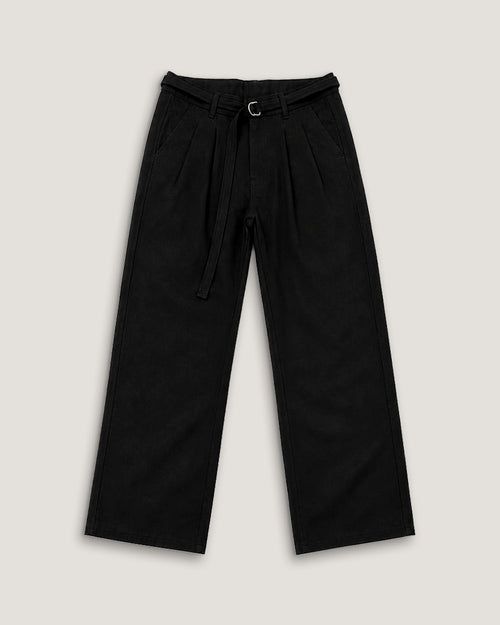 ANCHOR | Black Wide-Leg Pleated Denim