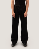 ANCHOR | Black Wide-Leg Pleated Denim