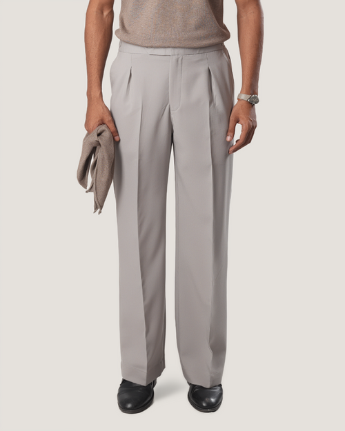 Ashford | Light Grey Wide-Leg Trouser