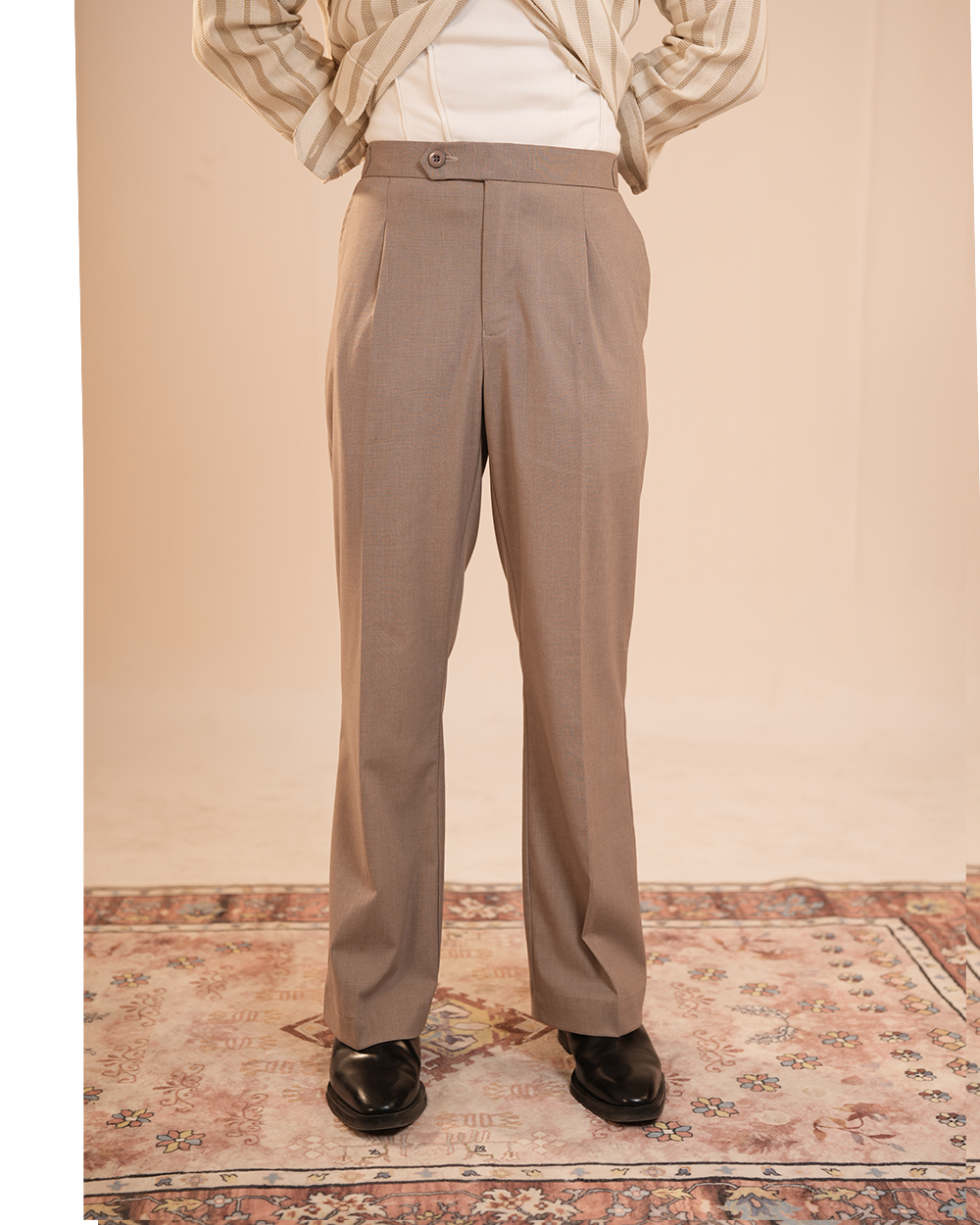 Keaton | Beige Gray Flared Pants with Side Adjusters