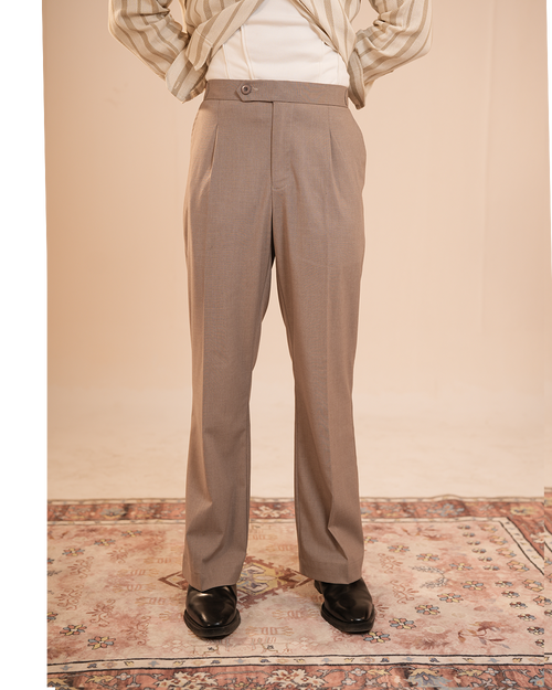 Keaton | Beige Gray Flared Pants with Side Adjusters