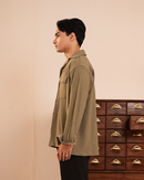 Merrin | Olive Textured Weave Full-Sleeve Shirt