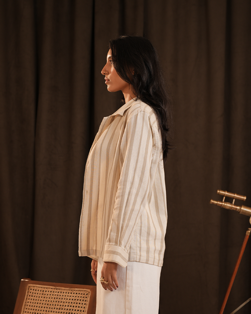 Rowan | Sandstone Stripe Full-Sleeve Shirt