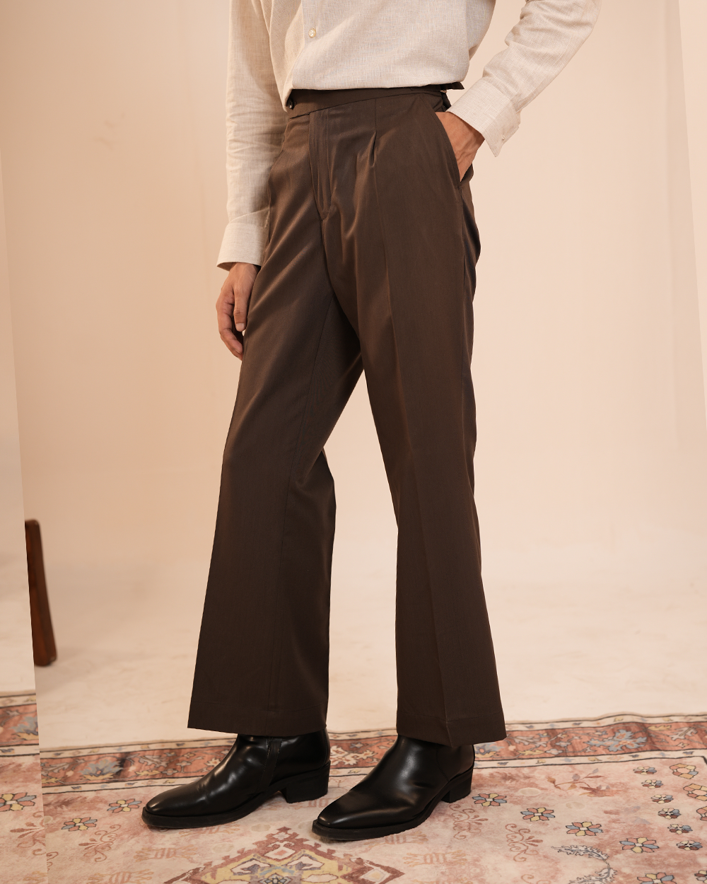 Wells | Mocha Flared Pants with Side Adjusters