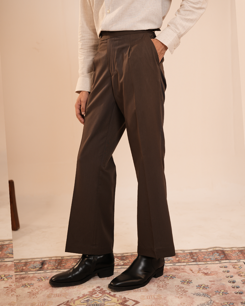Wells | Mocha Flared Pants with Side Adjusters