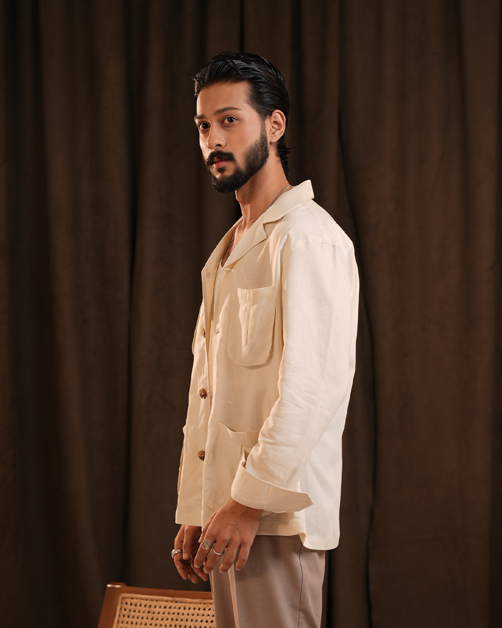Ellison | Ivory Utility Full-Sleeve Shirt
