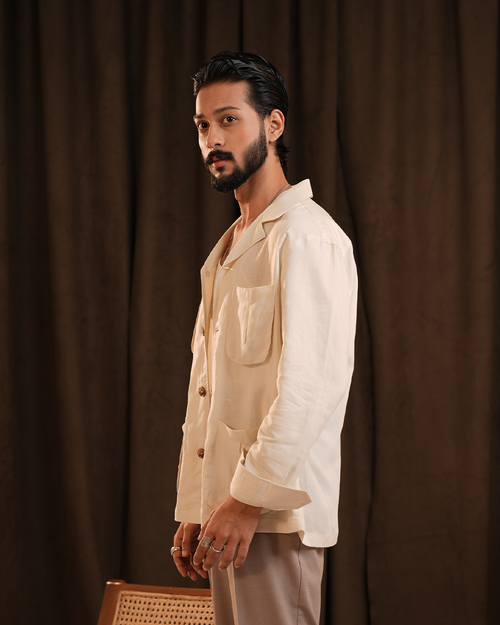 Ellison | Ivory Utility Full-Sleeve Shirt