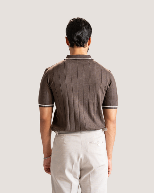 Cairo | Dark Brown Knit Polo Shirt