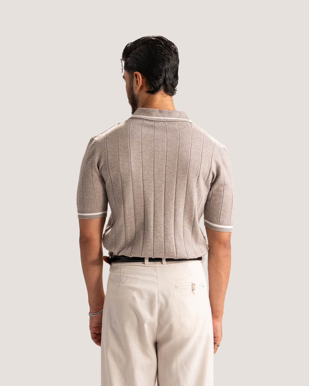 Noé | Light Taupe Knit Polo Shirt