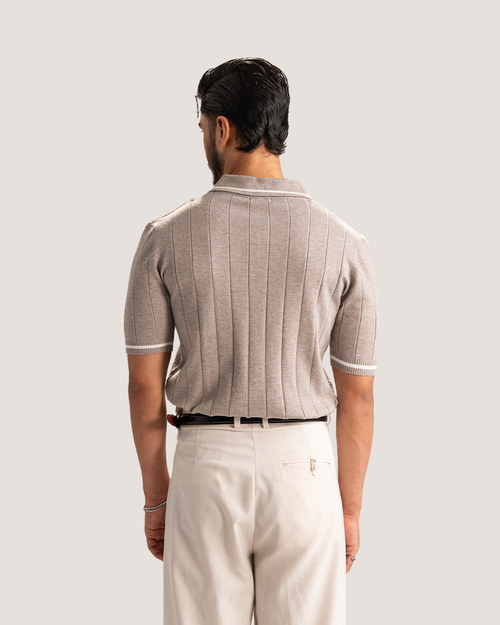 Noé | Light Taupe Knit Polo Shirt