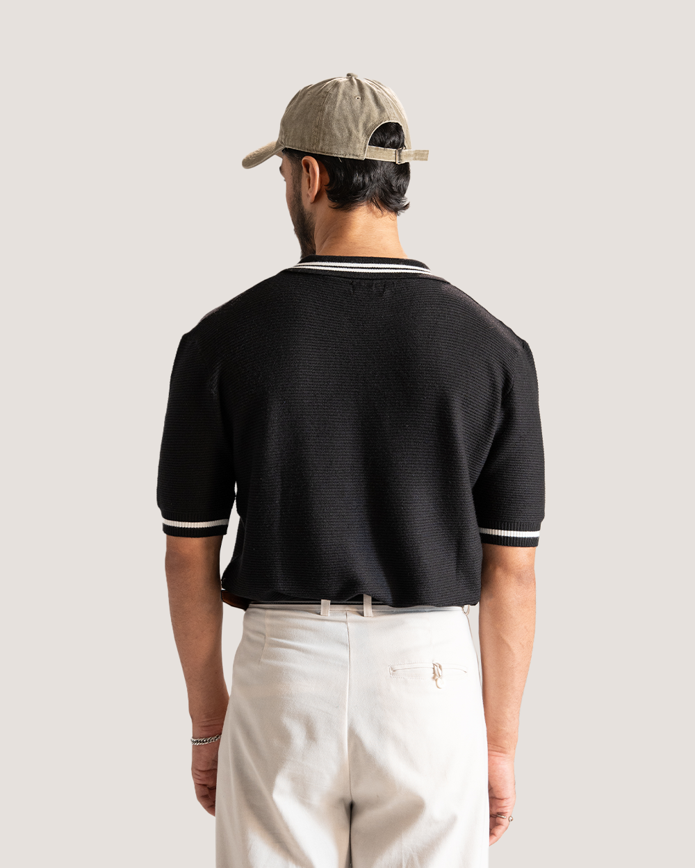 Arlen | Black Reverse knit Polo Shirt