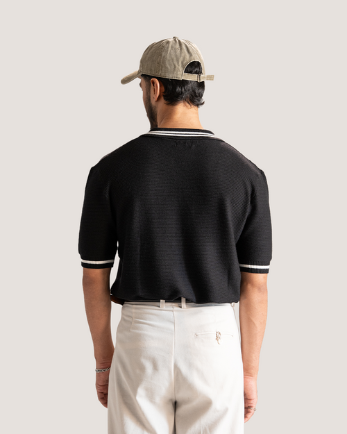 Arlen | Black Reverse knit Polo Shirt