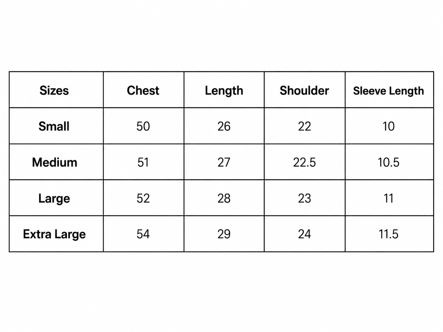 Size chart