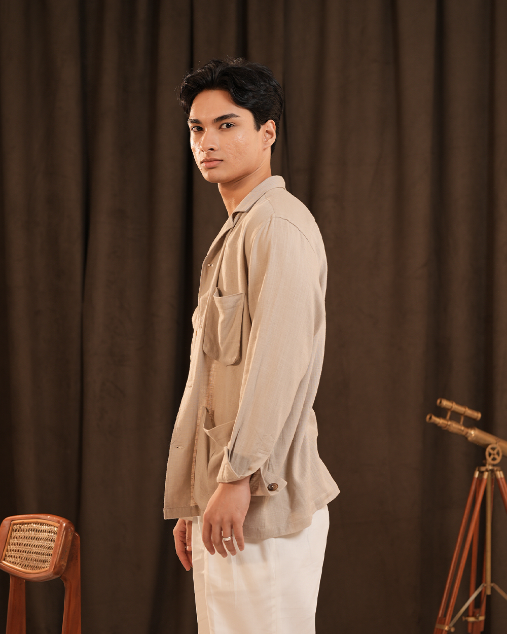 Harlan | Stone Utility Full-Sleeve Shirt