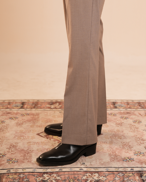 Keaton | Beige Gray Flared Pants with Side Adjusters