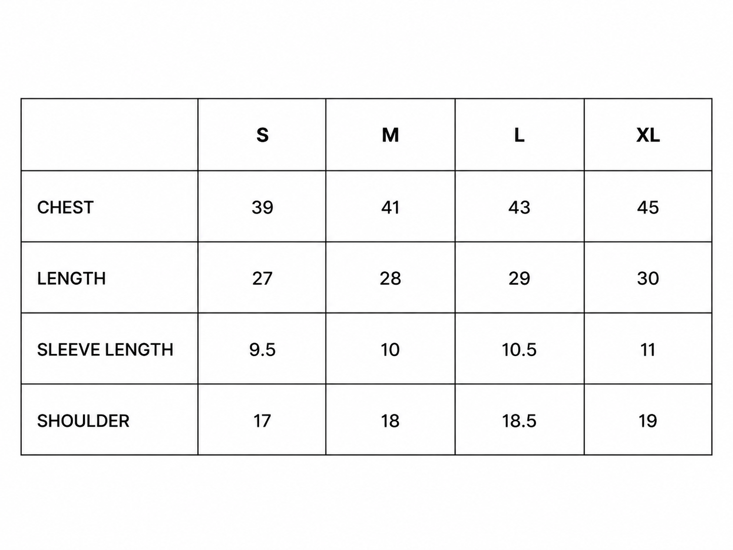 Size chart