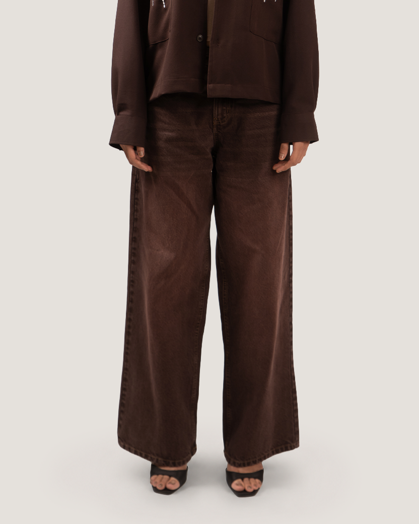 CASK | Earth Brown Wide-Leg Denim