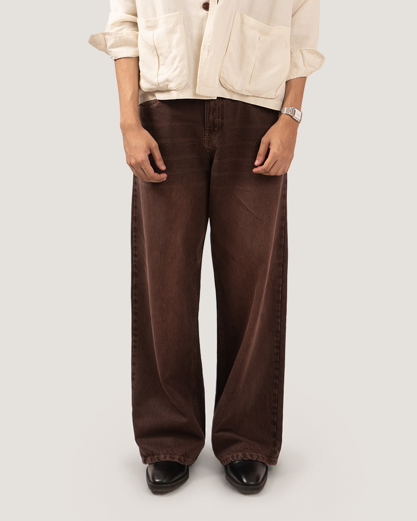 CASK | Earth Brown Wide-Leg Denim