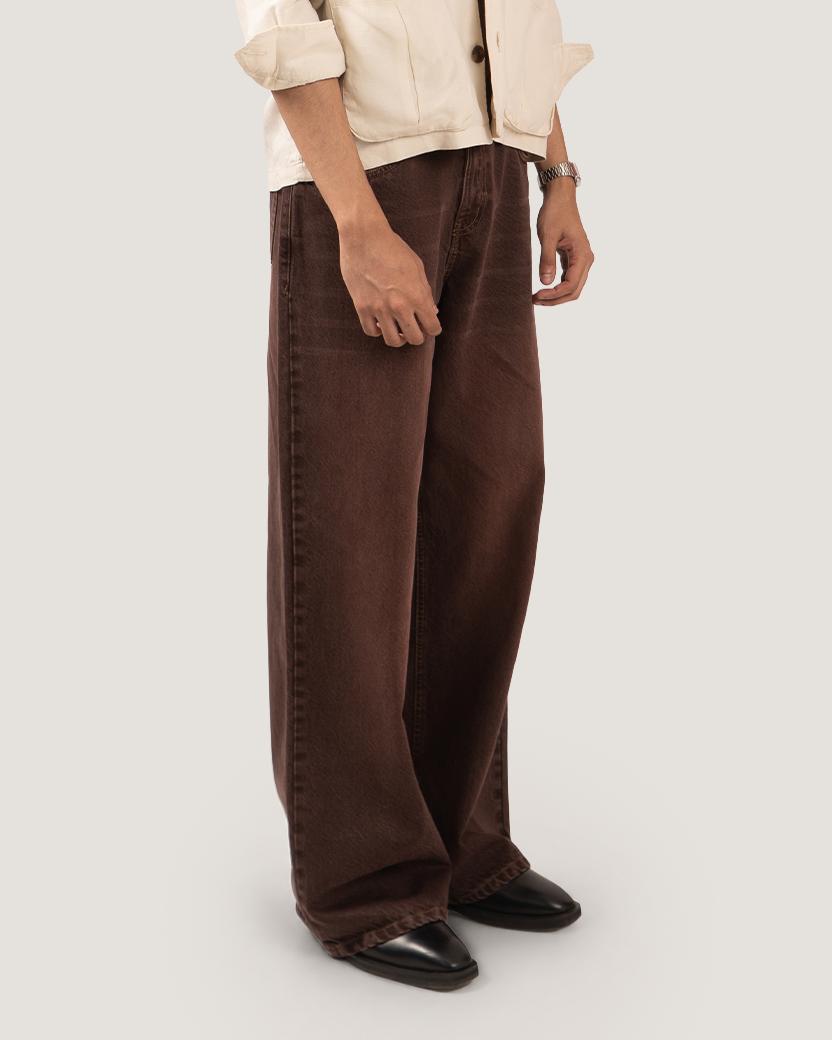 CASK | Earth Brown Wide-Leg Denim
