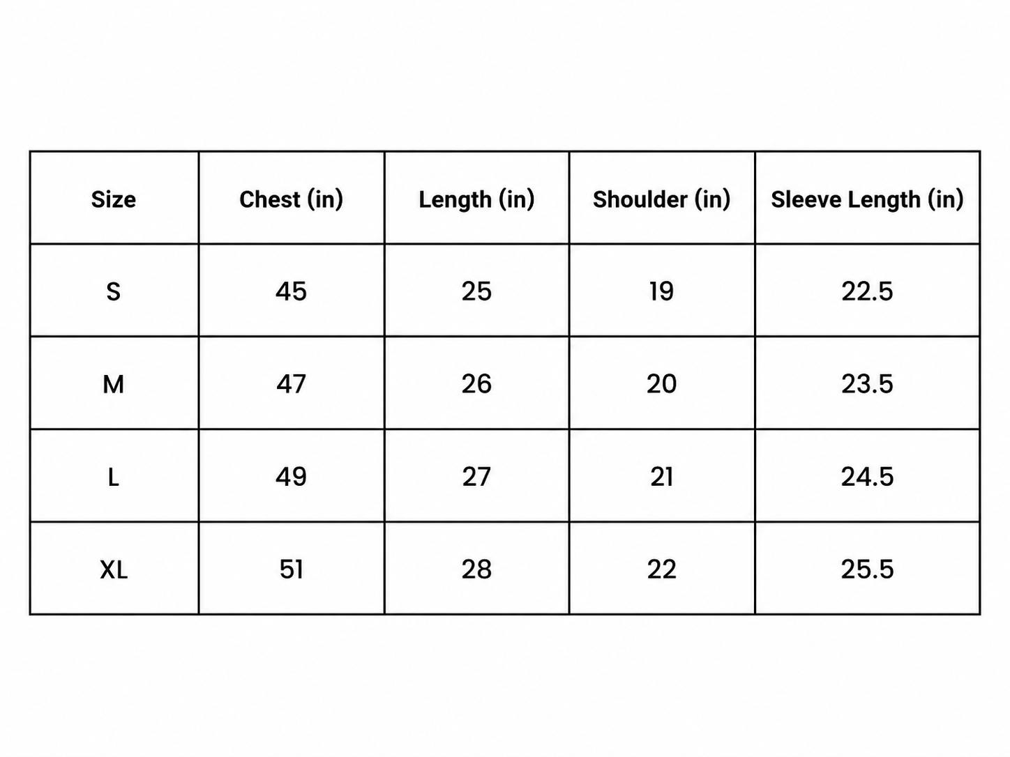 Size chart