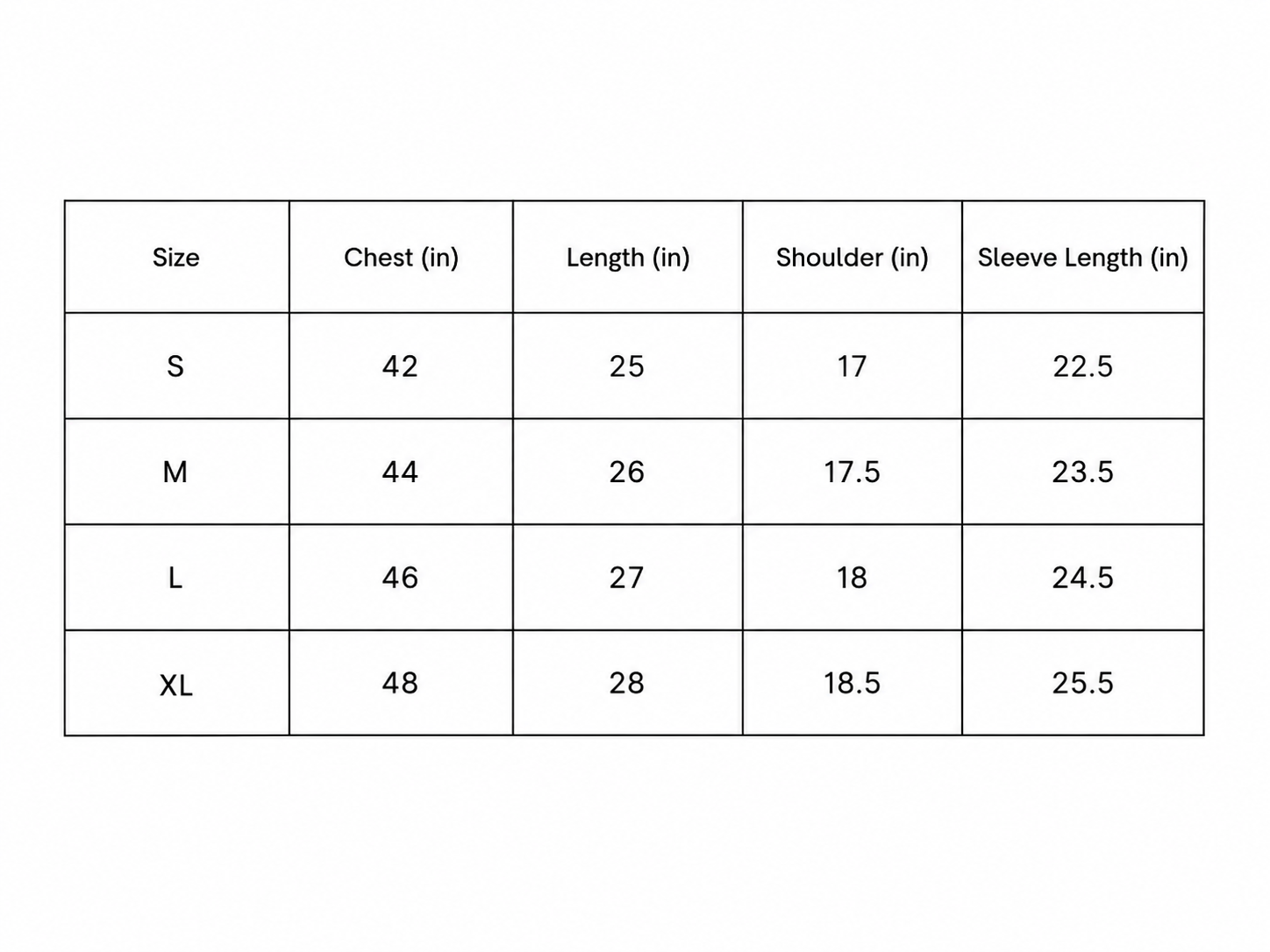 Size chart