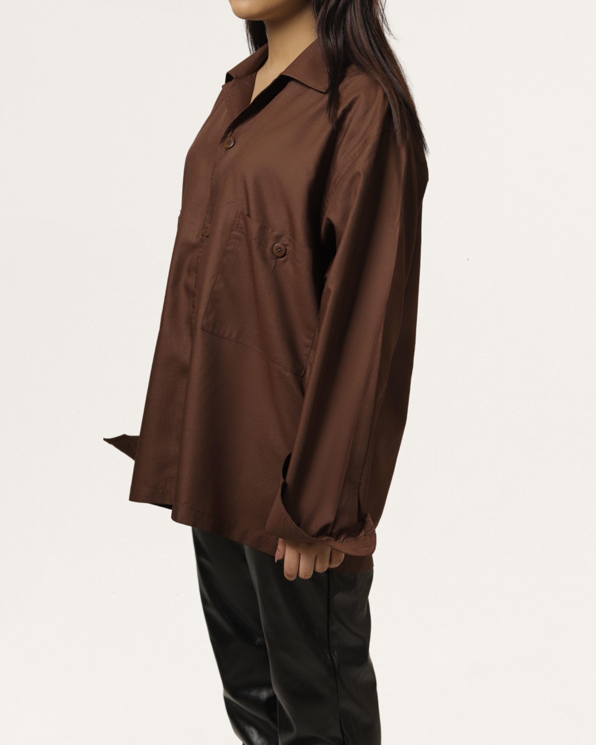 Lindt | Cuban Collar Brown Shirt