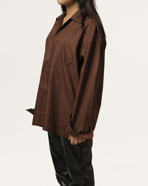 Lindt | Cuban Collar Brown Shirt