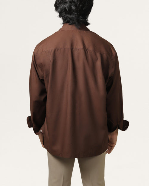 Lindt | Cuban Collar Brown Shirt