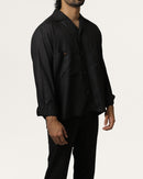 Aztec | Cuban Collar Black Shirt