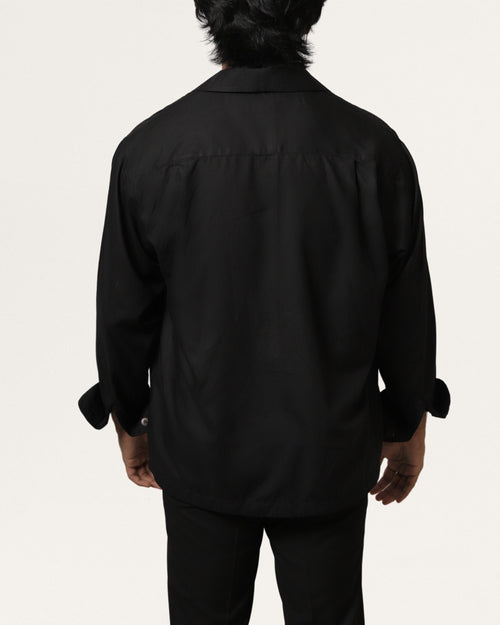 Aztec | Cuban Collar Black Shirt