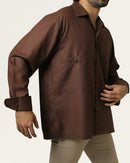Lindt | Cuban Collar Brown Shirt