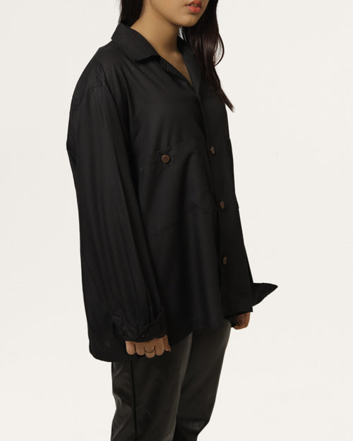 Aztec | Cuban Collar Black Shirt
