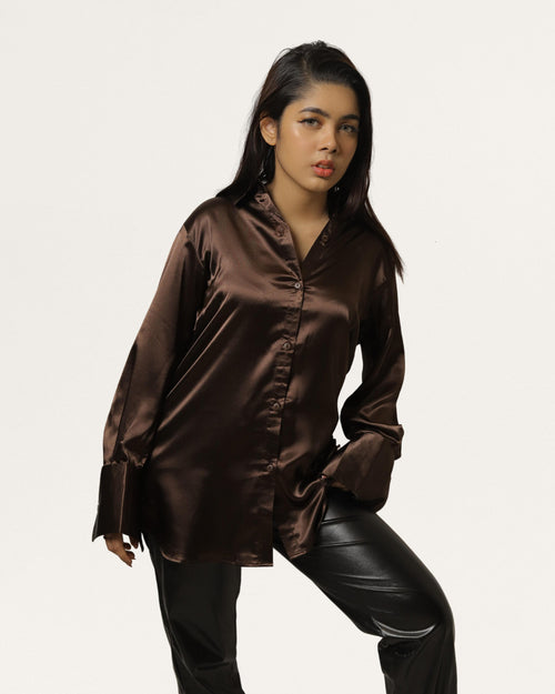Cocoa | Women’s Brown Silk Shirt