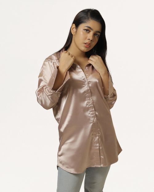 Rose Gold | Women’s Pink Silk Shirt