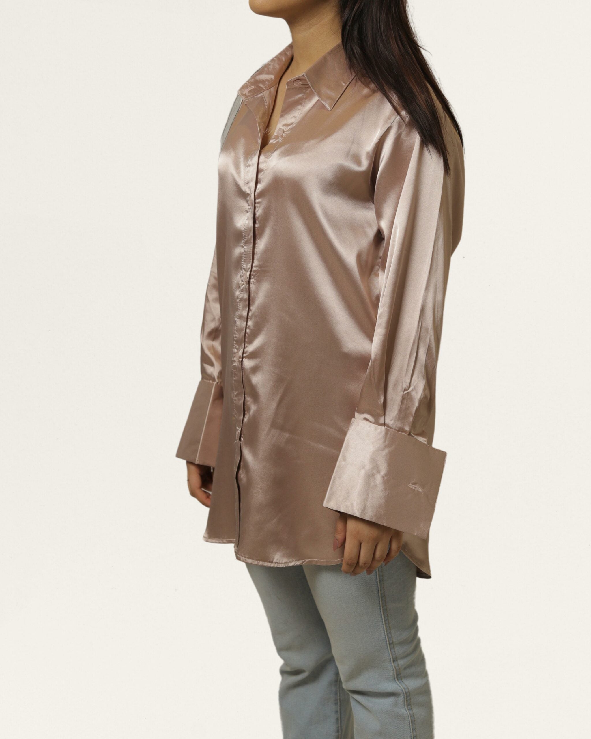 Rose Gold | Women’s Pink Silk Shirt
