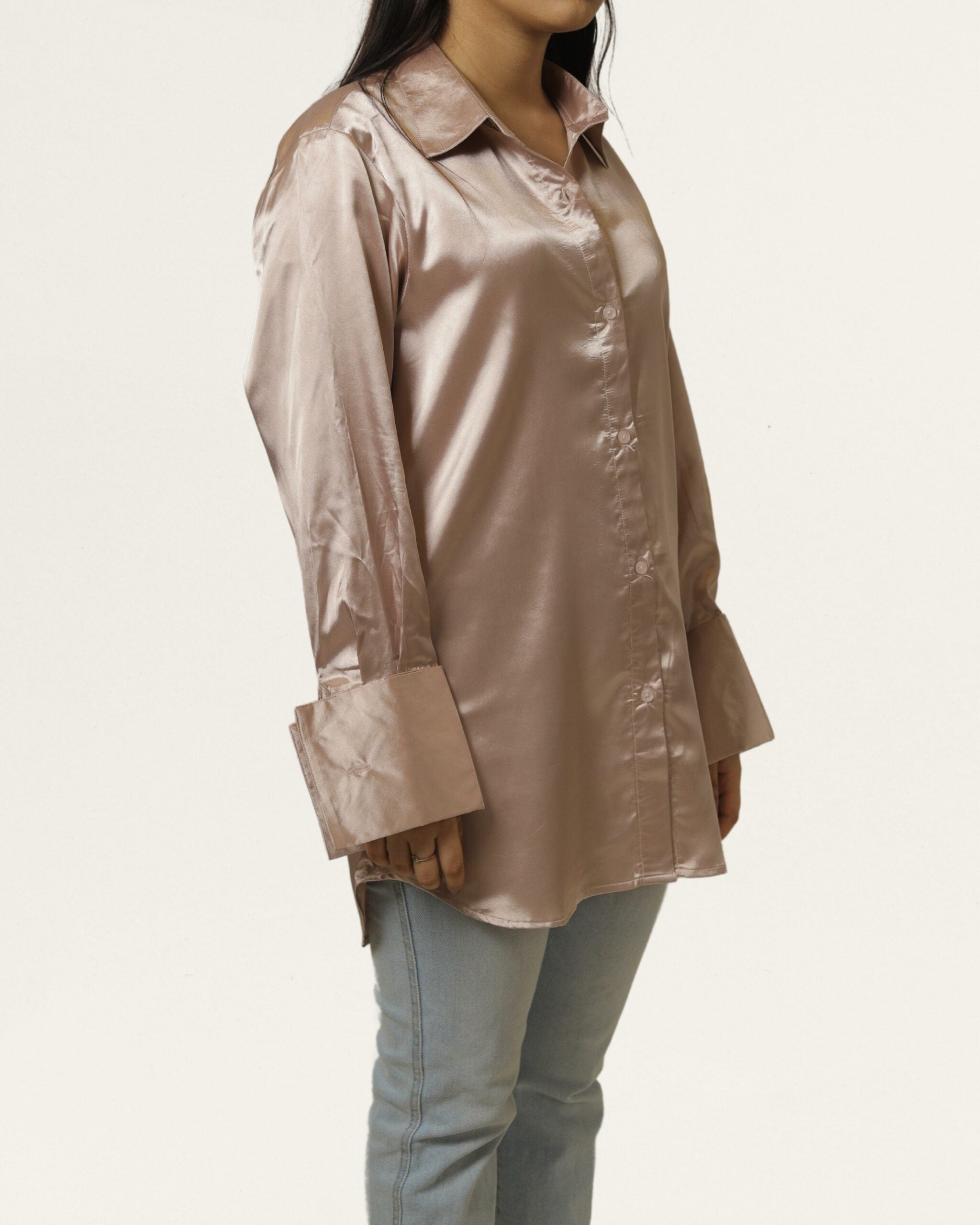Rose Gold | Women’s Pink Silk Shirt