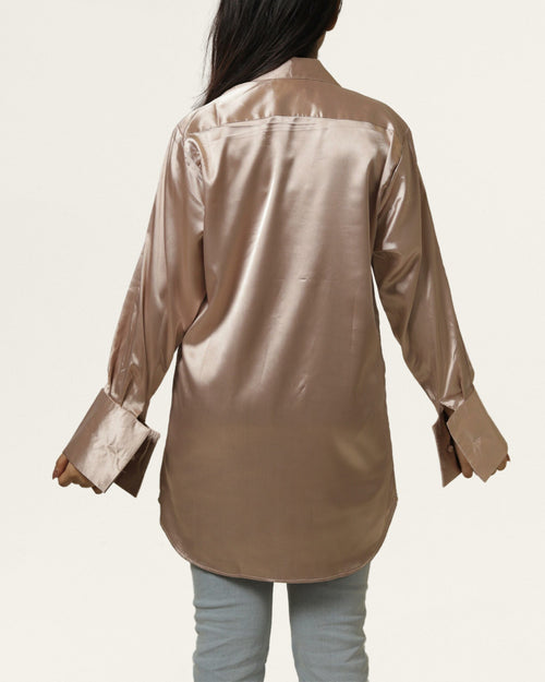 Rose Gold | Women’s Pink Silk Shirt