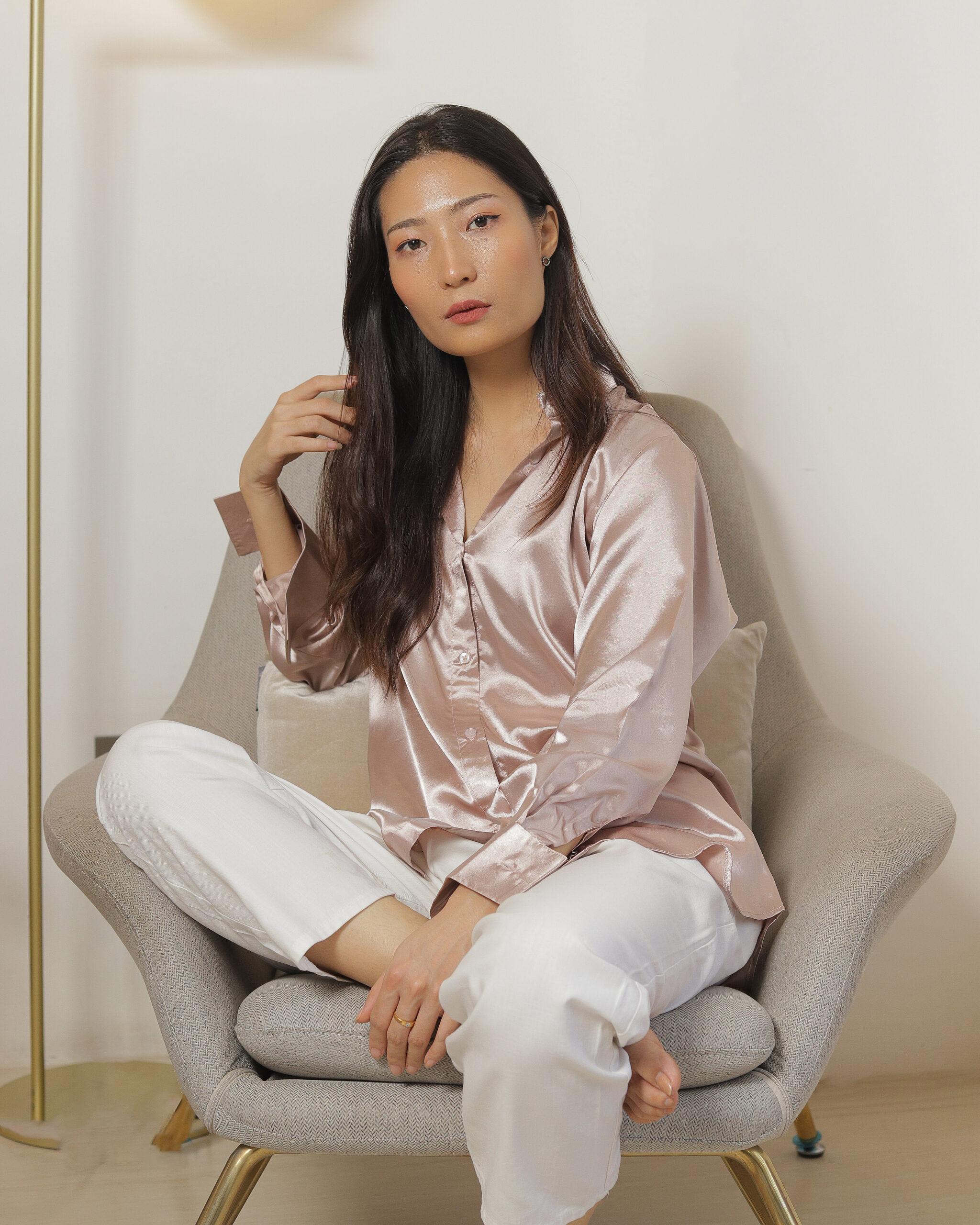 Rose Gold | Women’s Pink Silk Shirt